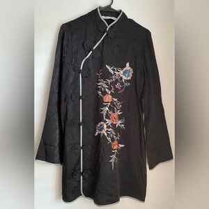 NWOT Zara Embroidered Jacquard Chinese Long Sleeve Dress
